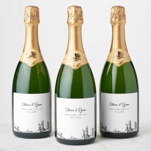 New York City Wedding Champagne Label Schaumweinetikett (Flaschen)