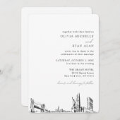 New York City Wedding Elegante Skyline Einladung (Vorne/Hinten)