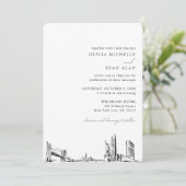 New York City Wedding Elegante Skyline Einladung (Stehend Vorderseite)