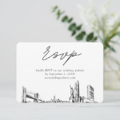 New York City Wedding Minimalistisch Sketch UAWG Begleitkarte (Stehend Vorderseite)