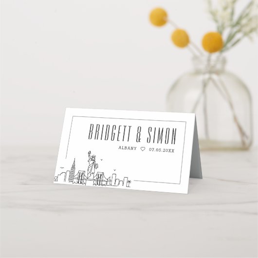 New York City Wedding | Platzieren Sie die Tabelle Platzkarte (Rückseite)