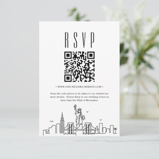 New York City Wedding QR Code UAWG Einladung (Stehend Vorderseite)