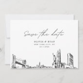 New York City Wedding Rettet das Datum Moderne Einladung (Vorderseite)
