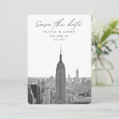 New York City Wedding Save the Date Black & White Einladung (Stehend Vorderseite)