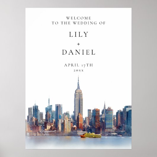 New York City Wedding Welcome Sign Poster (Vorne)