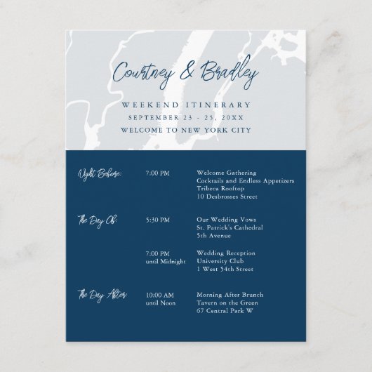 New York City Weekend Interreary Timeline Begleitkarte (Vorderseite)