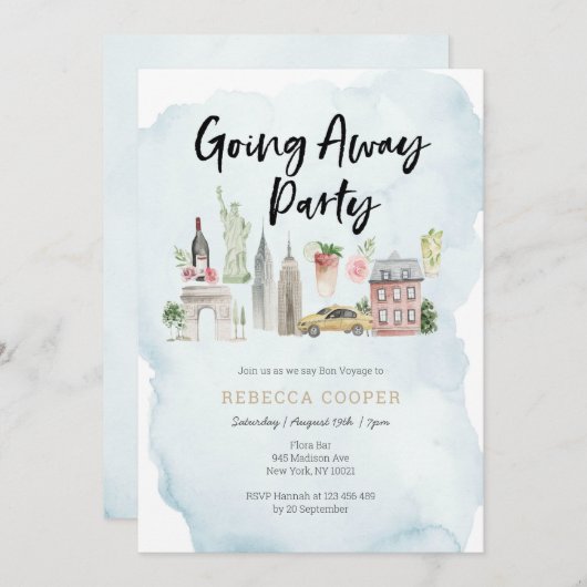 New York City weg von der Party Einladung (Vorne/Hinten)