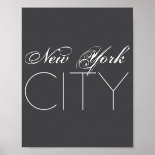 New York City Weißer Text Izable Poster