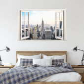 New York City Window View Canvas Print Leinwanddruck (Insitu (Schlafzimmer))