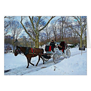 New York City Winter Horse Digital Art Weihnachten