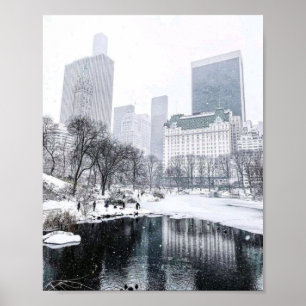 New York City Winter in Central Park Skyline Kunst Poster