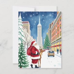 New York City Winter in Manhattan Santa Travel Postkarte