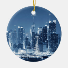 New York City Winter Skyline Weihnachtszusätze Keramikornament