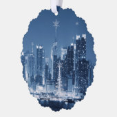New York City Winter Skyline Weihnachtszusätze Ornament Karte (Links)