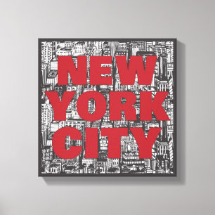 New York City   Wolkenkratzer Typografie Leinwanddruck