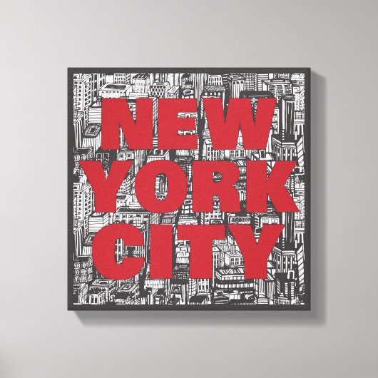 New York City | Wolkenkratzer Typografie Leinwanddruck (Vorderseite)