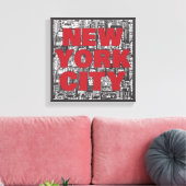 New York City | Wolkenkratzer Typografie Leinwanddruck (Insitu (Wohnzimmer))