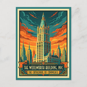 New York City, Woolworth Building 1920er Retro Postkarte