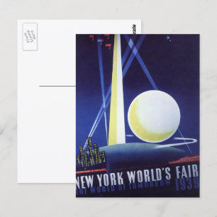 New York City World’s Fair 1939, Vintage Reise Postkarte