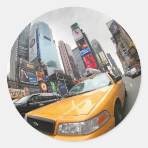 New York City Yellow Cab Runder Aufkleber