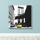 New York City Yellow Taxi Brooklyn Bridge Nyc Leinwanddruck (Insitu (Holzboden))