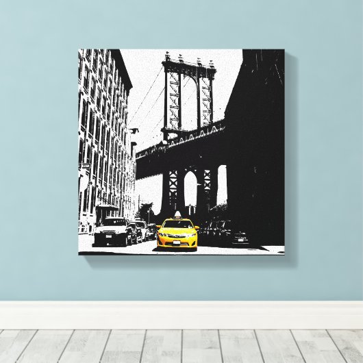 New York City Yellow Taxi Brooklyn Bridge Nyc Leinwanddruck (Insitu (Holzboden))
