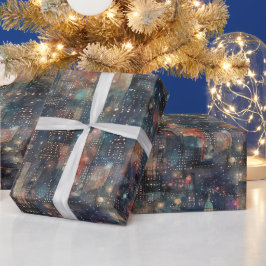 New York City zum Neujahrsfest in Wasserfarben Geschenkpapier