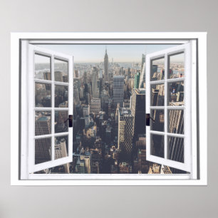 New- York Cityansicht-Imitat-Fenster Poster