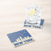 New- York Cityblau Rechteckiger Pappuntersetzer (Vor Ort)