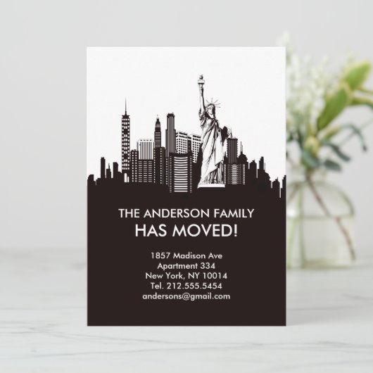 New- York Cityhimmel-Linie bewegliche Mitteilung Einladung (Stehend Vorderseite)