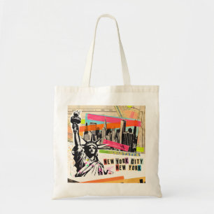 New York Cityscape-Reisemagazin-Pop-Art-Collage Tragetasche