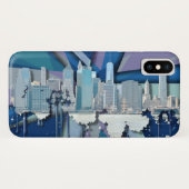 New- York CitySkyline | blaues 3D Case-Mate iPhone Hülle (Rückseite (Horizontal))