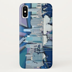 New- York CitySkyline   blaues 3D iPhone X Hülle