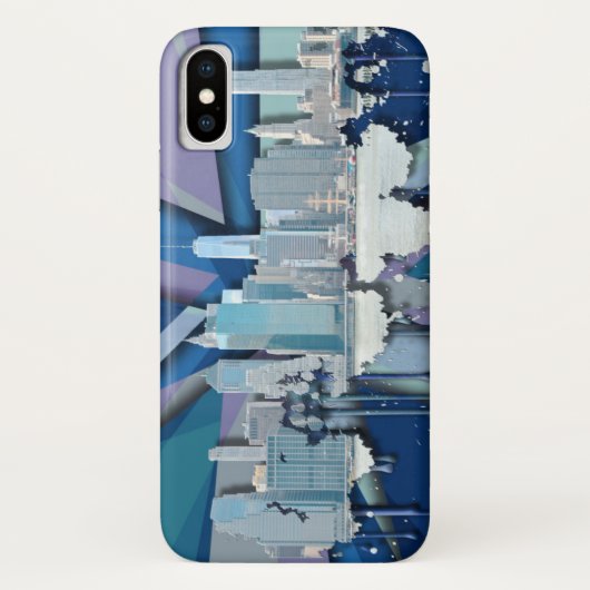 New- York CitySkyline | blaues 3D Case-Mate iPhone Hülle (Rückseite)