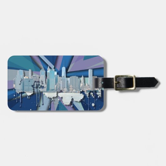 New- York CitySkyline | blaues 3D Gepäckanhänger (Vorderseite horizontal)