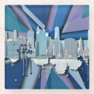 New- York CitySkyline blaues 3D Glasuntersetzer