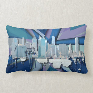 New- York CitySkyline   blaues 3D Lendenkissen