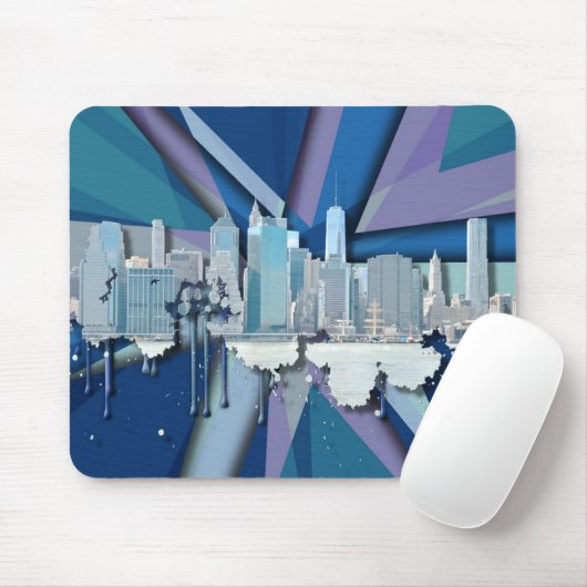 New- York CitySkyline | blaues 3D Mousepad (Mit Mouse)