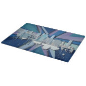 New- York CitySkyline | blaues 3D Schneidebrett (Ecke)