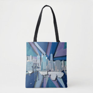 New- York CitySkyline   blaues 3D Tasche