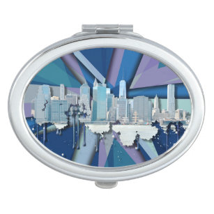 New- York CitySkyline   blaues 3D Taschenspiegel