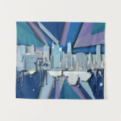 New- York CitySkyline | blaues 3D Wandteppich (Vorderseite (Horizontal))