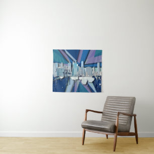 New- York CitySkyline blaues 3D Wandteppich