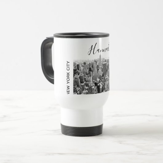 New- York CitySkyline Personnalised Reisebecher (Vorderseite Links)