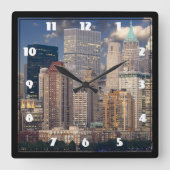 New- York CitySkyline Quadratische Wanduhr (Vorderseite)