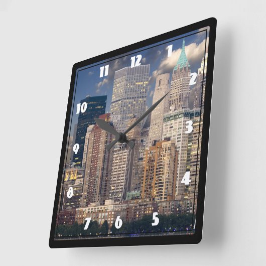 New- York CitySkyline Quadratische Wanduhr (Winkel)