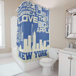 New- York Citytypographie-Plakat Duschvorhang