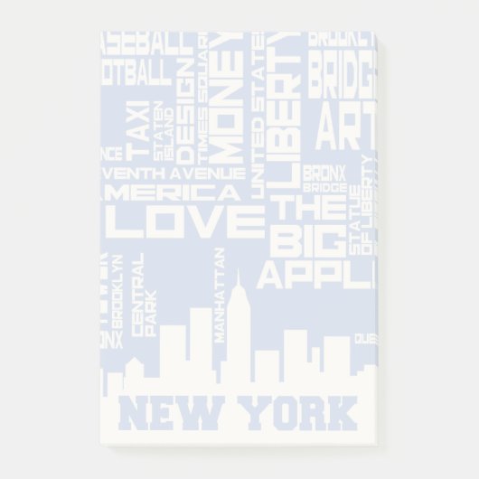 New- York Citytypographie-Plakat Post-it Klebezettel (Vorderseite)