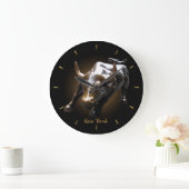 New York Clock Bull Statue gibt NYC Wall Clock Große Wanduhr (Zuhause)