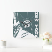 New York Clock Statue of Liberty Wall Clock Quadratische Wanduhr (Zuhause)